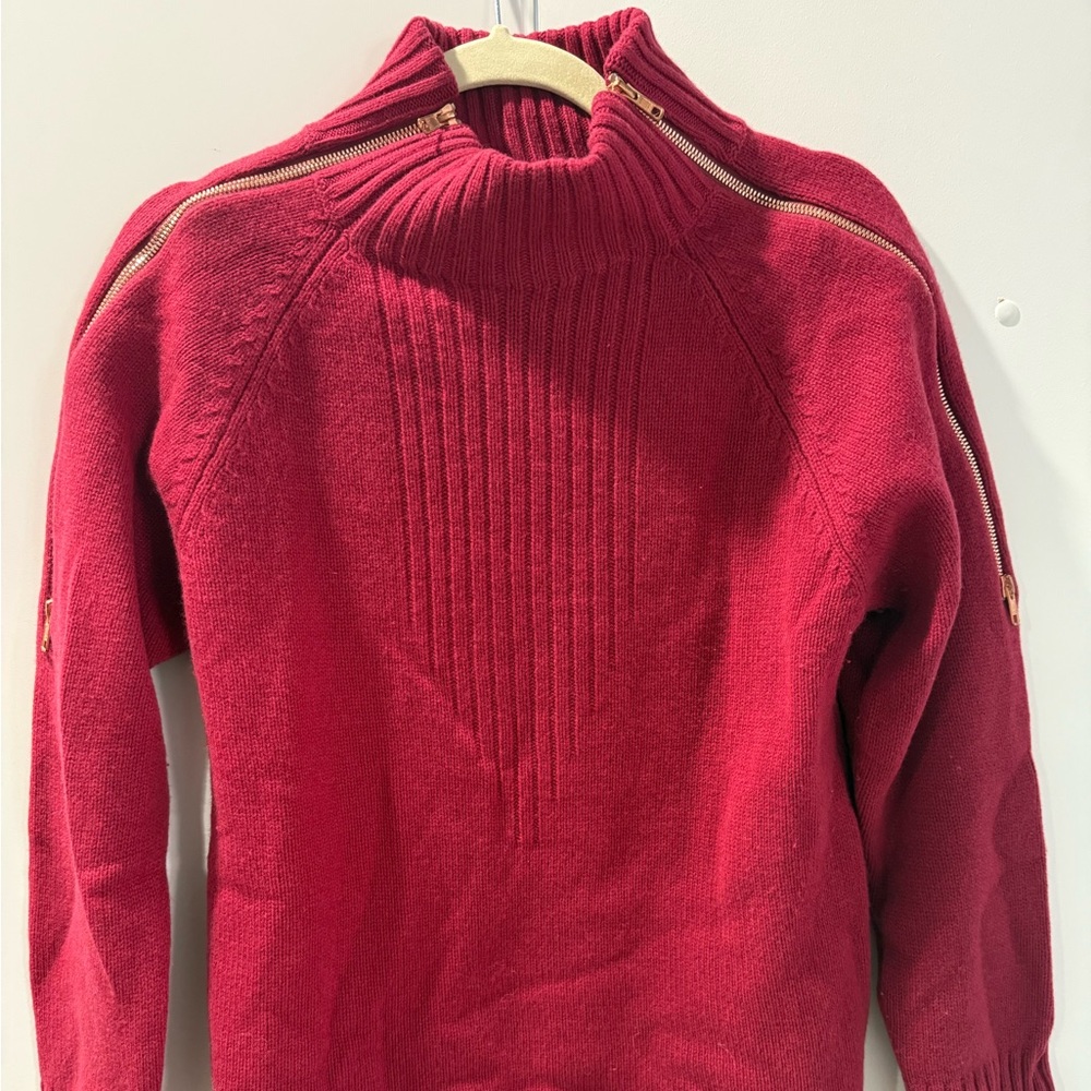 Head Sportswear Cashmere + Wool Sweater with Zipper Details Red Turtleneck